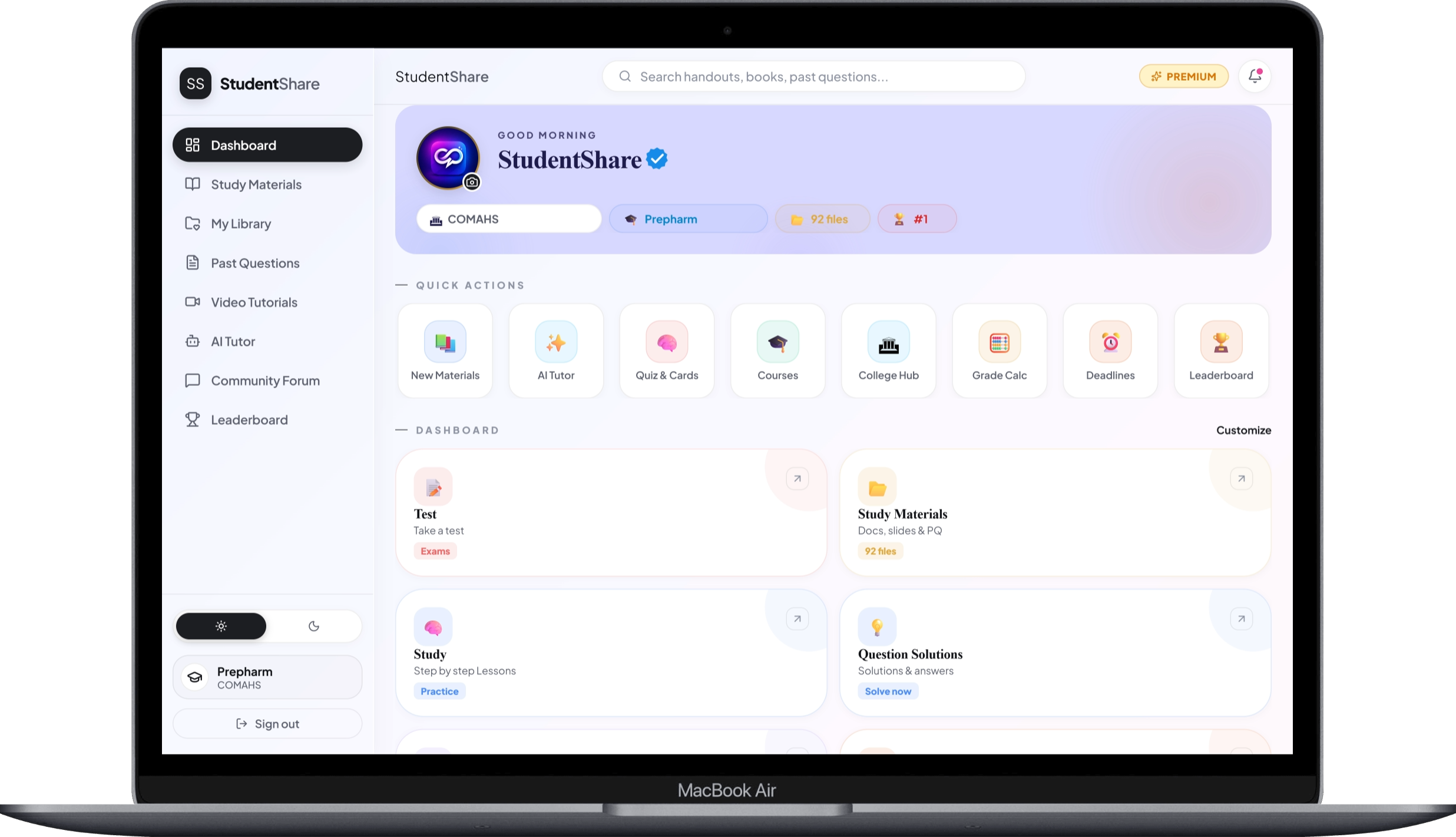 StudentShare Dashboard Preview